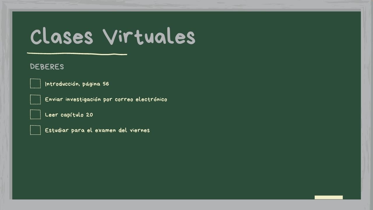 Verde pizarrón de clases fondo virtual para Zoom
